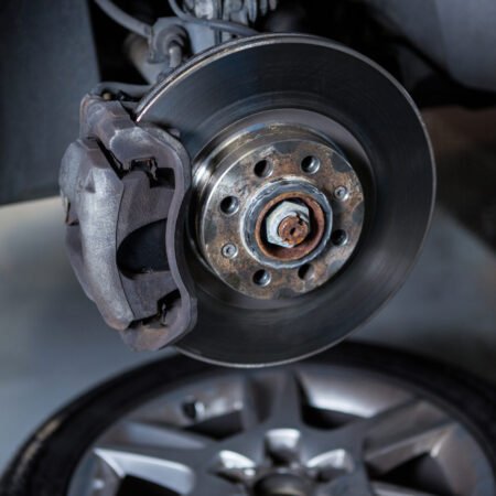 Close-up of car at repair garage