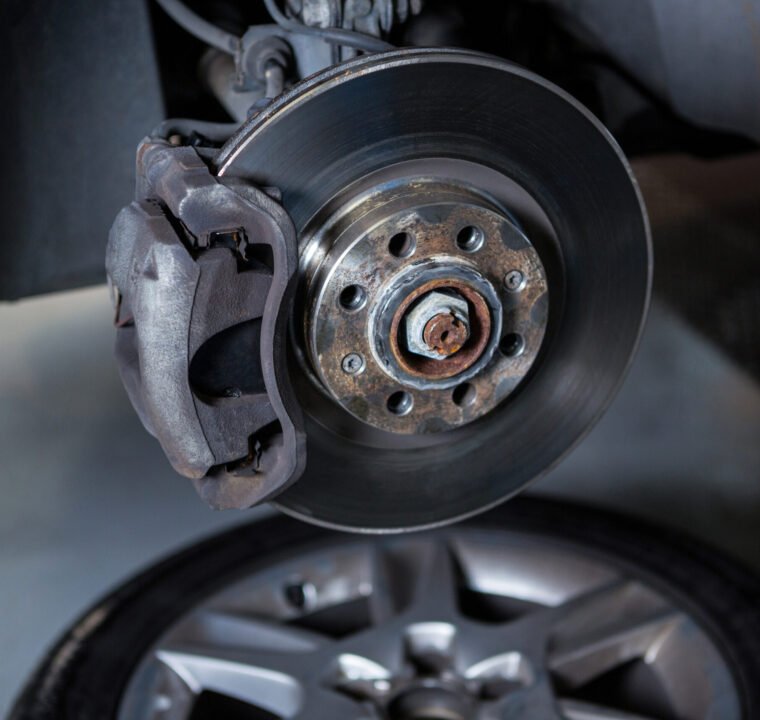 Close-up of car at repair garage